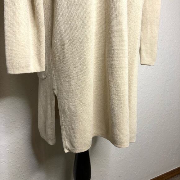 J Crew cream linen blend long open front cardigan sweater size Medium - Picture 10 of 12